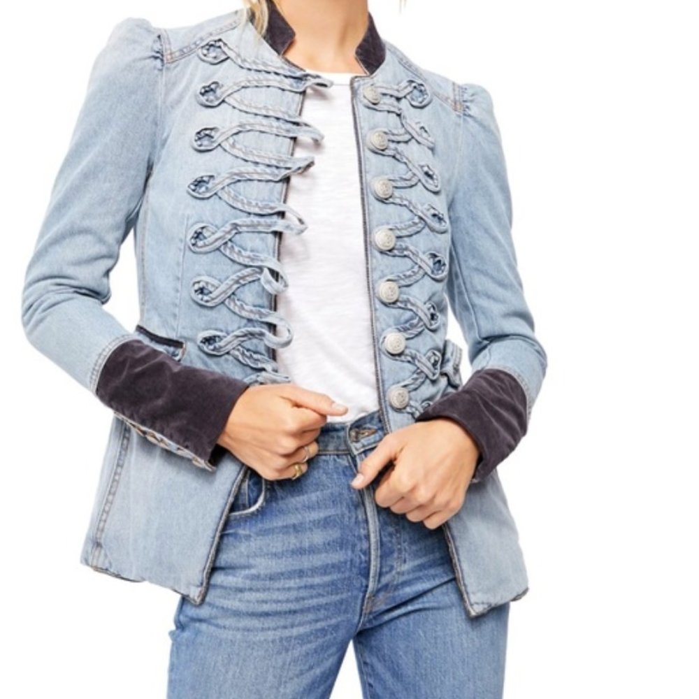 Free people seamed and structured denim jacket S